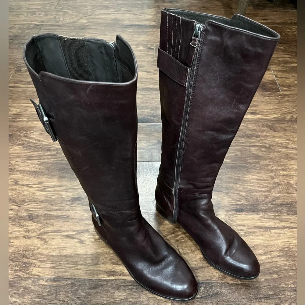 Via Spiga Idelissa Brown Leather‎ Riding Boots Size 8.5 EU40 - Picture 2 of 10